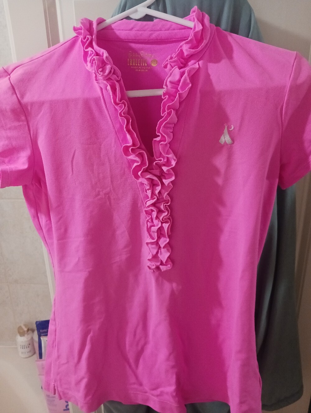 Lilly Pulitzer LUXLETIC ruffle polo XS